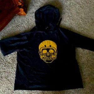 COLLEGIATE SKULL CASHMERE HOODIE size Medium Navy Blue/Gold